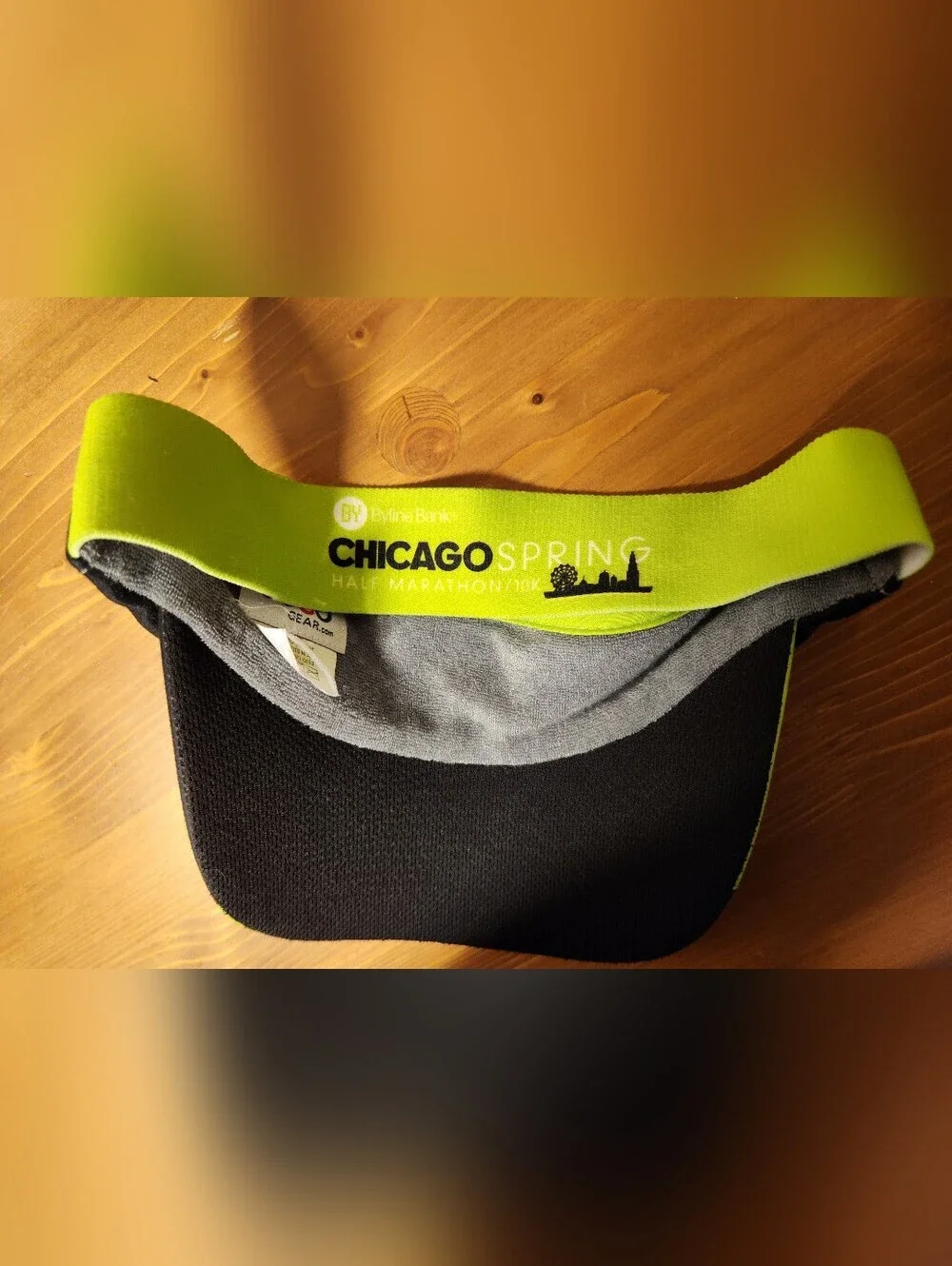 Boco Gear Neon Green Black Lifetime Spring Chicago Half Marathon Running Visor